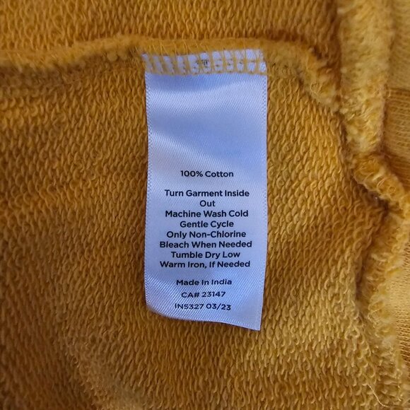 Talbots Mustard Yellow Ruffle Trim Raglan Sweatshirt Women's Size Small - Picture 5 of 10